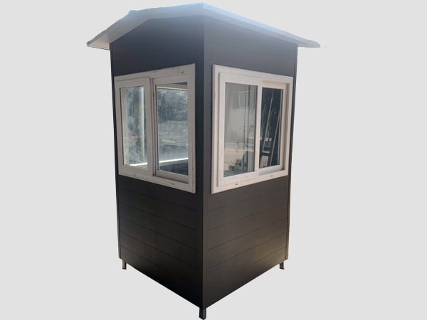 A small black  uPVC security cabin
