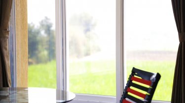 Sliding doors operate on tracks.