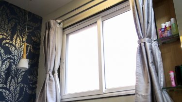 Sliding doors operate on tracks.