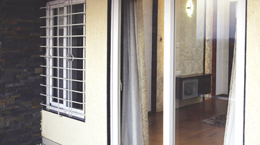 Casement window style.
